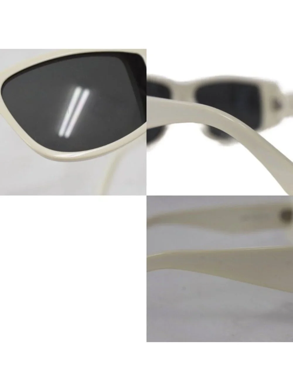 Celine Sunglasses Rectangle Frame Triomphe Logo Gold White Eyewear